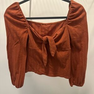 Mauve Terracotta Tie-Front Blouse